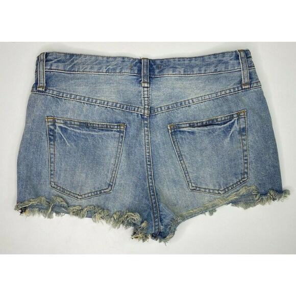 Free People Button Fly High Rise Jean Shorts Size 30 - Picture 2 of 6